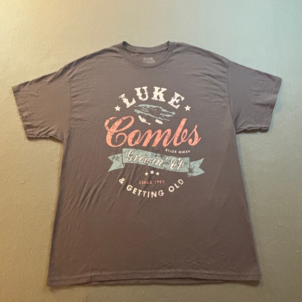 Luke Combs Growin Up & Getting Old Tour Graphic T-Shirt Mens XL Brown Country